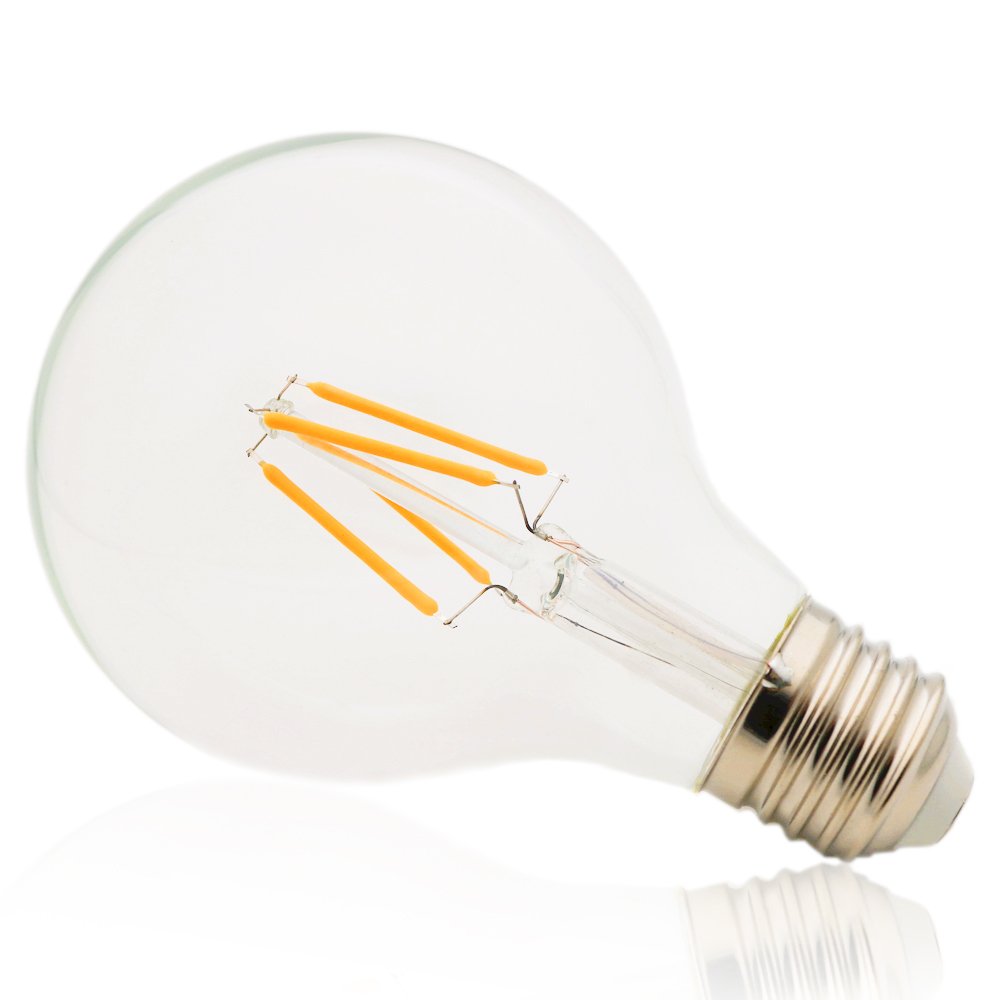 Ściemniana żarówka G80 4 W, prosta żarówka z wolframu, światło LED, antyczna żarówka E27, ciepła biel 2200 K, 220 V AC, zestaw 20 sztuk