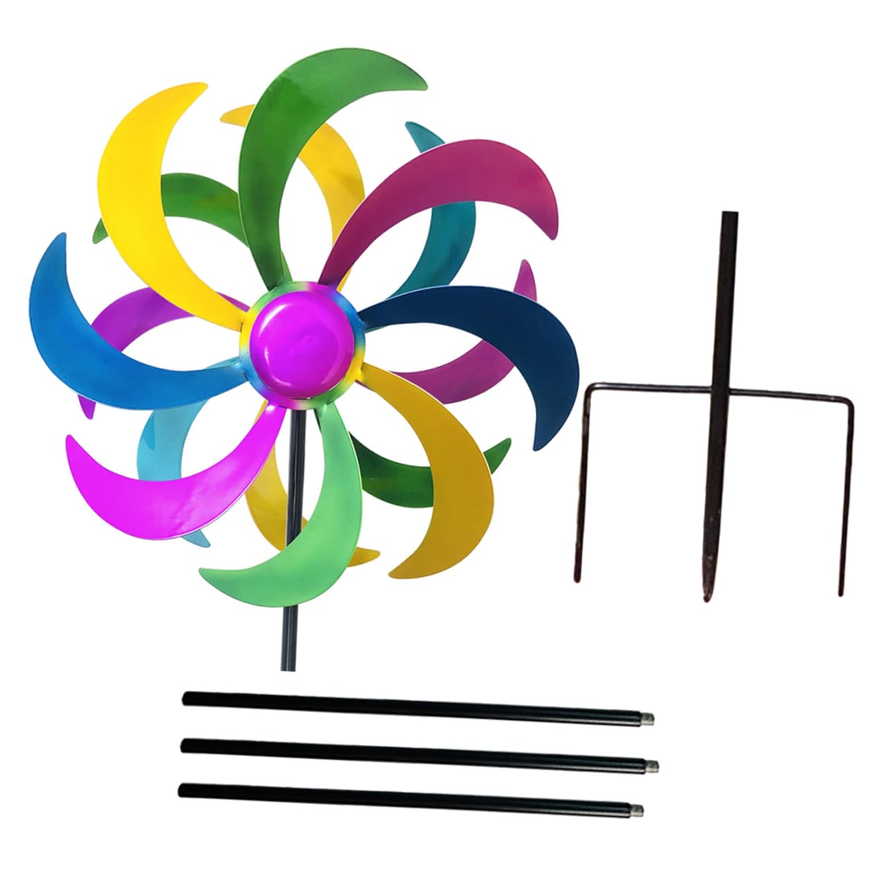 HANABASS Buntes Regenbogenwindrad Für Garten Windrad Wirbelwindrad Aus Eisenmaterial Für Junge Mädchen Party Windmühle Bunte Windmühle Spinner Für Terrassen Außen Dekoration