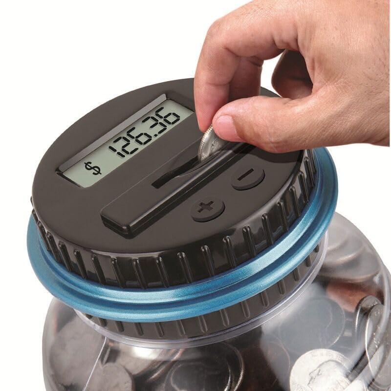 Digital Money Bank Counter Automatic with LCD, 2L Large Capacity Coin Counting Money Jar