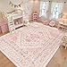 zesthome 8x10 Area Rugs for Girls Bedroom, Non-Slip Backing Washable Rugs, Vintage Large Pink Rug, Stain Resistant Nursery Room Rug (Pink/Blue,8'x10')