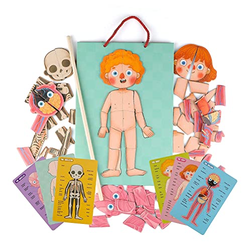 Wondertoys Human Body Puzzle For Kids - 90 Pcs Skeleton Puzzle Body Parts For Toddlers Wooden Magnetic Puzzle Educational Human Anatomy Body Puzzles To Learn Body Parts, Preschool Classroom Must Haves #TOP4