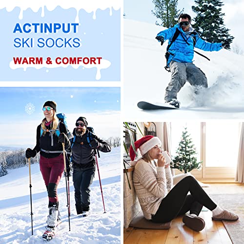 Actinput 2/3 Pack Winter Ski Socks Men Women, Snowboarding Socks For Skiing, Warm Thermal Knee High Socks For Cold Weather #TOP4