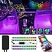 Kundorf LED Innenbeleuchtung Auto, 12V 4pcs RGB 48 LED Auto LED Strip, Zwei-Linien-Design, mehrfarbig Innenbeleuchtung mit Zigarettenanzünder, APP Steuern