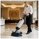 Commercial Floor Scrubber Machine, 17” Cleaning Width, Multi Functional Floor Buffer Polisher Machine, 240 RPM, Deep Cleaning Tile and Grout, Hardwood Floors and Carpets with Ease Gray