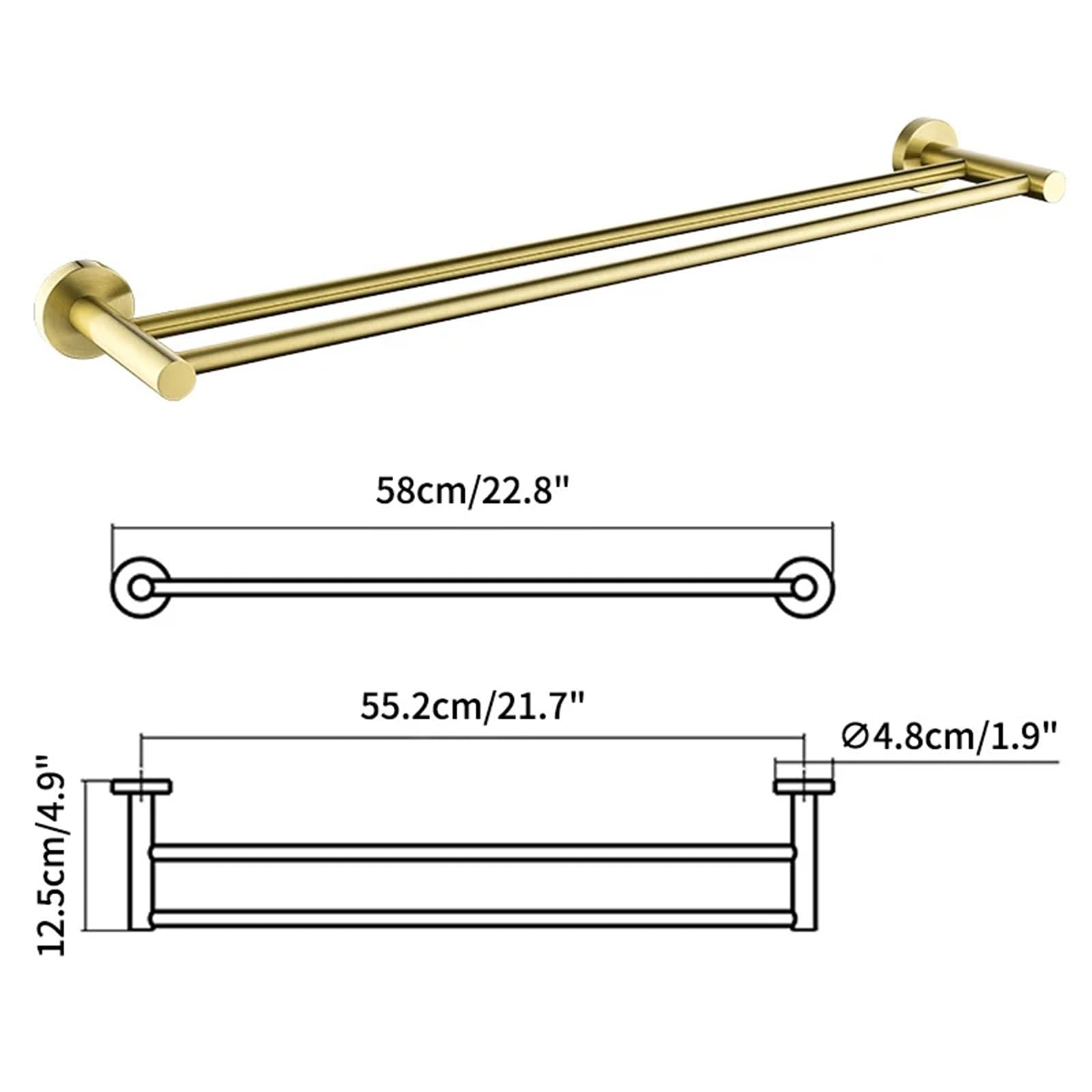 Toallero Doble, Accesorios de baño, Montaje en Pared, Colgador Ducha, toalleros Mate para Bricolaje Herramientas(Gold)