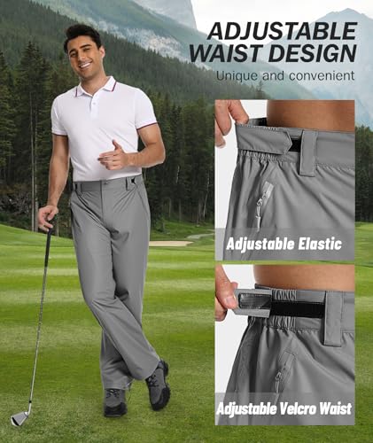Mens Golf Hiking Rain Pants Lightweight Waterproof Breathable Mesh Lining Windproof Outdoor Pants with 3 Zipper Pockets3