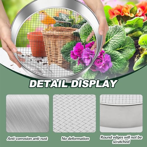 Gartensieb Edelstahl Heavy Duty - Kompostsieb Für Erde, Sand Und Steine