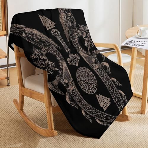 Couverture motif viking impression numérique 3D en flannel - 8