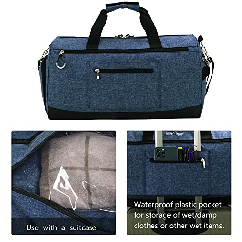 Kuston Sports Gym Bag with Shoes Compartment &Wet Pocket Gym Duffel Bag Overnight Bag for Men and Women (Navy blue)3