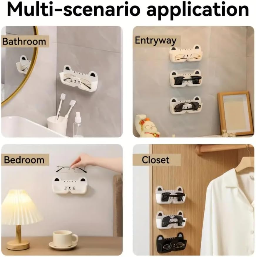 1PC Cute Cat-Shaped Sunglass Holder No-Drill Wall-Mounted Eyewear Rack Space-Saving For Entryway, Bedroom, Office