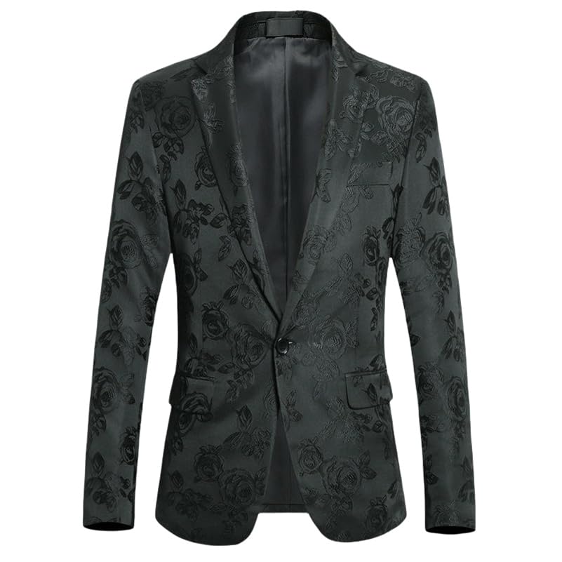 Costume blazer homme jacquard brodé de roses veste slim haut de gamme automne printemps