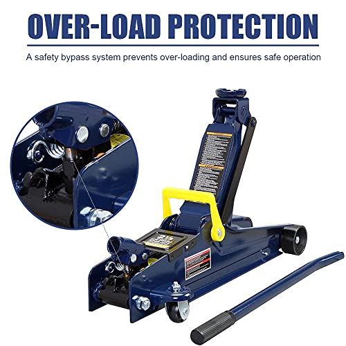 Hpdmc 2.5 Ton (5,000 Lb) Capacity Blue Hydraulic Low Profile Trolley Service/Floor Jack With Single Piston Quick Lift Pump #TOP4