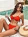 ZAFUL Women High Cut Bikini Sets String Sexy Swimsuit Two Piece Underwire Bathing Suit Brazilian Cheeky Cut Out Cute Swimwear Red S
