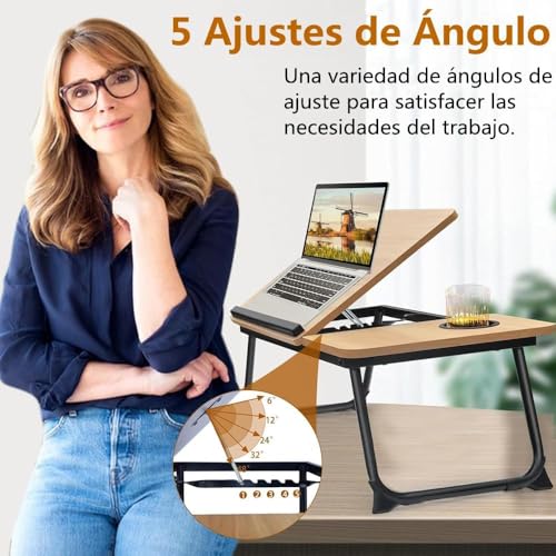 Image of ARUP Laptop Desk Homes Laptop Study Table Wooden Foldable Students Stand Office Computer Desk Folding Work Tables, Portable, Angle Adjustable Multi-Purpose Bed Tray Table for Sofa /Bed