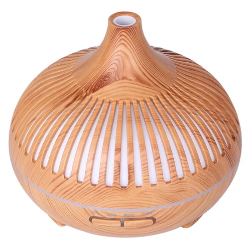 Image of Bedroom Humidifier for Sleep Essential Oil Diffuser with Flame Effect Night Light Ultrasonic Cool Mist Air Quiet USB Auto Shut Off Aromatherapy Diffuser (Humidifier Wood Grain)