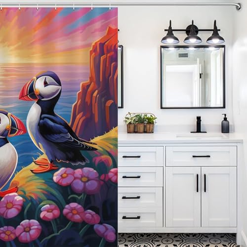 Rideau de douche oiseau imperméable en polyester lavable pour baignoire 168x183cm - 5