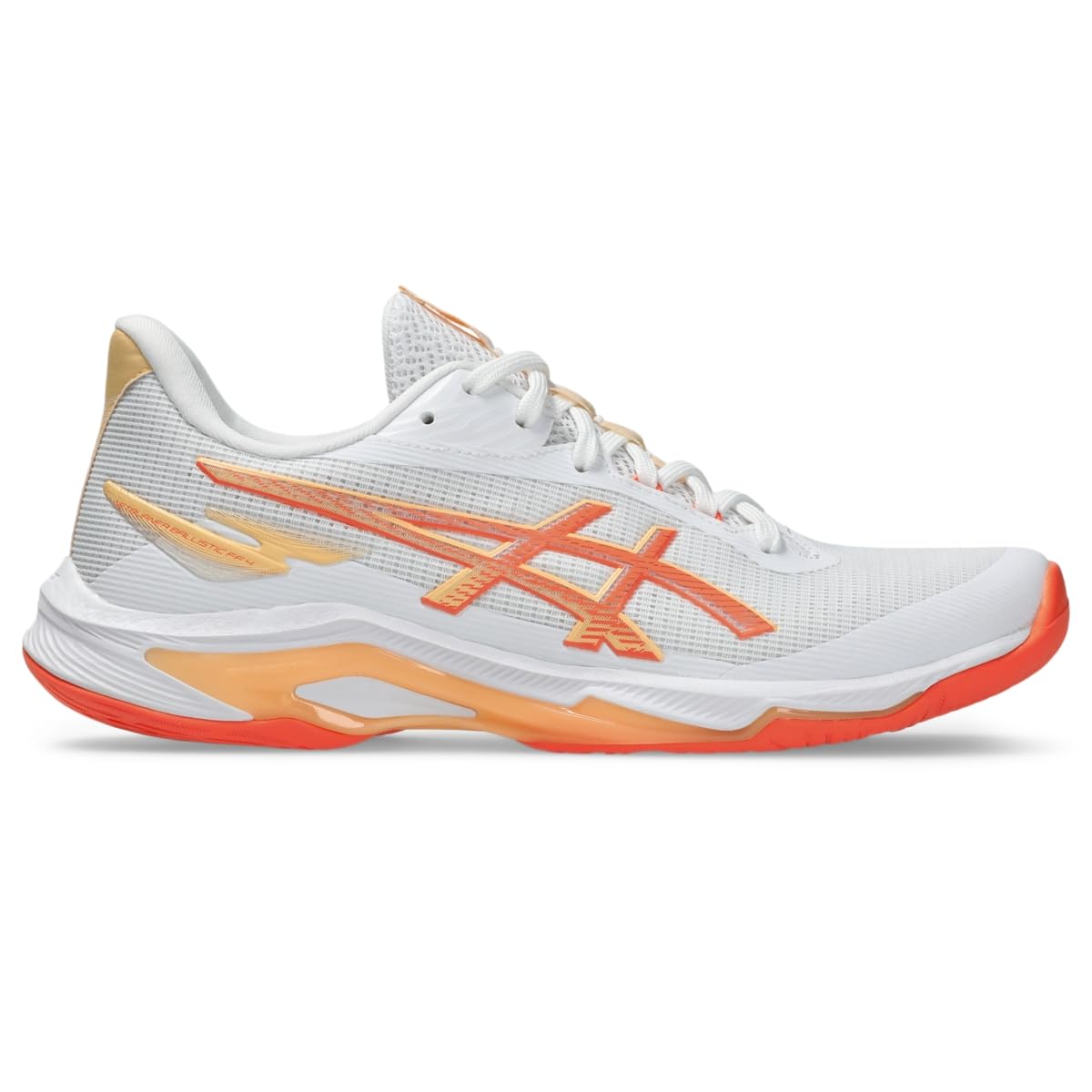 Asics Women's Netburner Ballistic FlyteFoam 4 Volleyball Shoes, 7, White/Vivid Coral