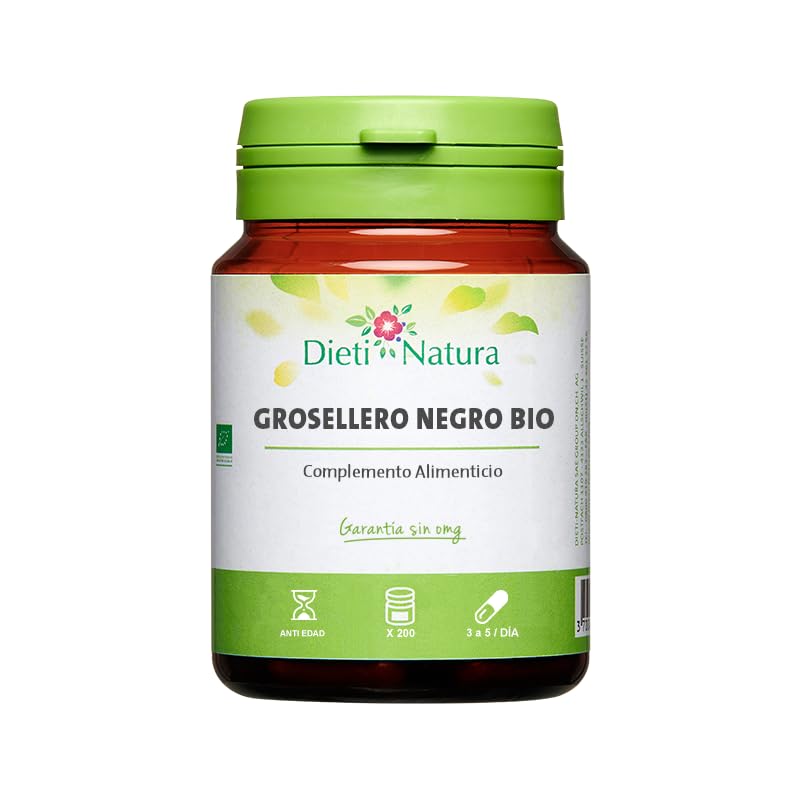 Dieti Natura Grosellero Negro BIO 200 Cápsulas - Antioxidantes contra el Dolor de las Articulaciones, con Flavonoides (rutósidos) y Grosella Negra - Bienestar de las Articulaciones