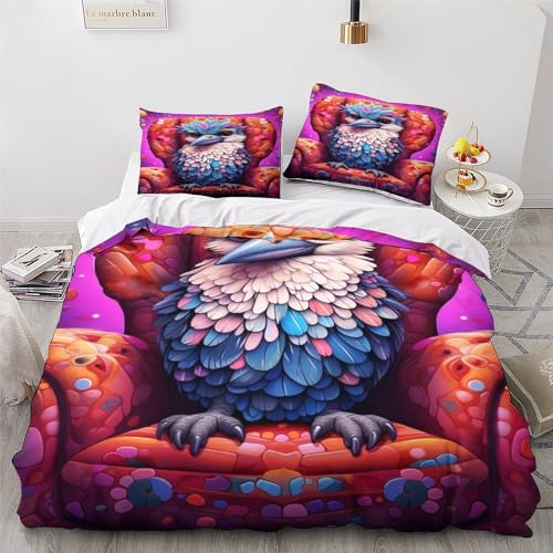 Housse de couette oiseau en microfibre premium coton hypoallergénique king size - 4
