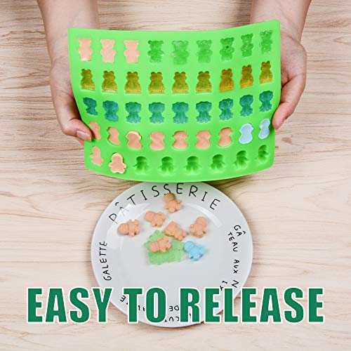 Image of Silicone Candy Gummy Bear Molds - Chocolate Molds Including Bears, Frogs, Lions, Monkeys, Penguins Gummie Molds Premium Silicone BPA Free, Pinch Test Approved Pack of 4 with 2 Droppers