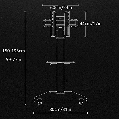 Soporte móvil de piso para TV 32-55 pulgadas, acero inoxidable miniatura 4