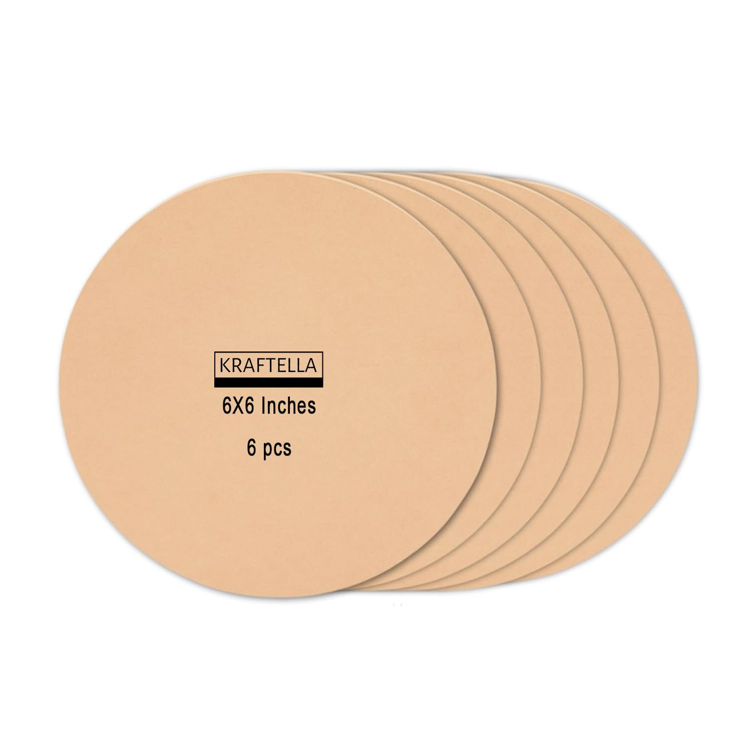 Kraftella Round Circle 6 inch (6 Pcs) MDF Boards for Art and Craft, Wood Sheets for Craft Work, DIY MDF Cutouts 2.5mm Unfinished Round Wood Slices for Resin Art, Mandala Art,Pyrography, Painting-image-30