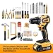 AOWEI Brushless Motor Tool Kit Set: Yellow 21V Cordless Drill, Power Drill Tool Box,3/8