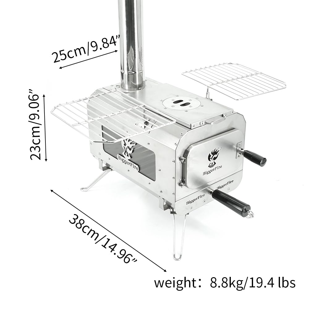 Amazon.co.jp: BiggerFire キャンプテントストーブ 304 ステンレス