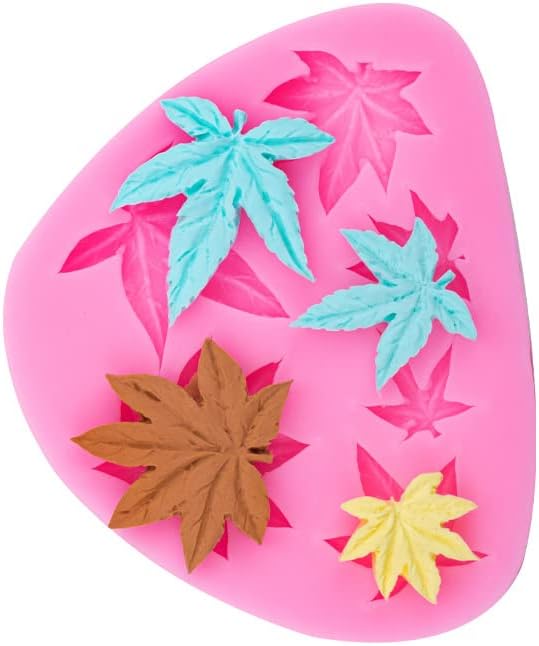 Miniatura 4 de Cestony Molde de silicona para tartas de hojas de malas hierbas, 2 unidades, para bricolaje, pasteles, fondant, galletas, jabón, azúcar, pudín,