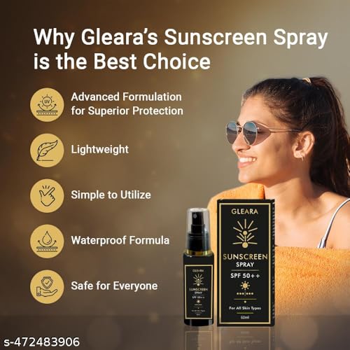 Image of Sunscreen Spray SPF 50++ - Broad Spectrum UVA /UVB Protection, Non-Sticky, Quick Absorbing, Zero White Cast - Face & Body, 60ml - Water & Sweat Resistant