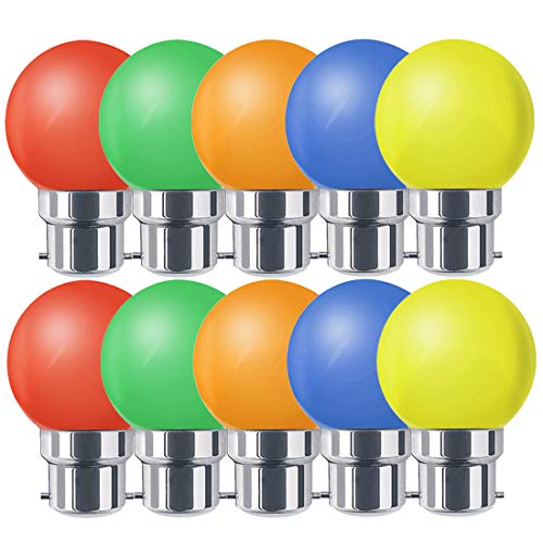 Suncan Ampoules baïonnette B22 - Paquet de 10 ampoule LED 1 W, led Ampoule colorée ampoule , petites ampoules de Noël BC Cap Cover