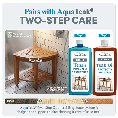 Image of AquaTeak Kai Corner 15.5 inch Teak Shower Bench