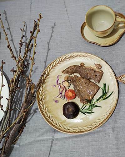 3-Piece-Handmade-Stoneware-Dishware-Plates-9-25-inch-Matte-Craft-Pottery-Dinner-Plates-Microwave-Safe-Embossing-Wheatear-Rimmed-Ceramic-Dinnerware-Platters-Earthy-Brown 3 Piece Handmade Stoneware Dishware Plates 9 25 inch Matte Craft Pottery Dinner Plates Microwave Safe Embossing Wheatear Rimmed Ceramic Dinnerware Platters Earthy Brown