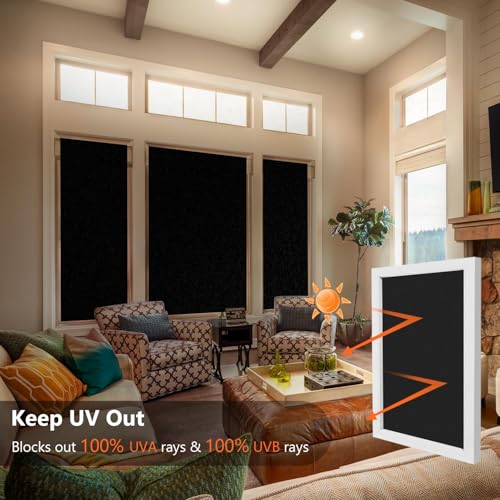 Image of WOO Home Frosted Glass Window Film & Stickers (12 X 72 INCH) Privacy Window Cover for Home & Office - Easy Apply, UV Protection, Removable Decorative Film (Black Film | 1 X 6 SQFT)