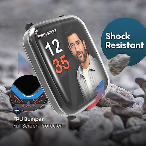 Image of Sounce Watch Case Compatible for Fire-Boltt Ninja 3 Tempered Glass Screen Protector,HD Clear Touch Sensitive Ultra Thin TPU Protective Cover - Transparent