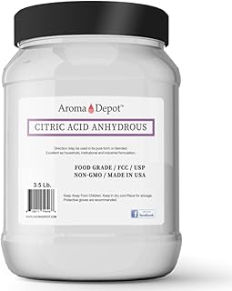 Citric Acid Powder 3 1/2 - I Fine Granules I 100% Natural I Food Grade I Flavoring Agent I Non-GMO I FCC/USP I Grade A I for Cheese Making, Bath Bombs, Kosher, Cleaning, Bath Bomb & Soapmaking.