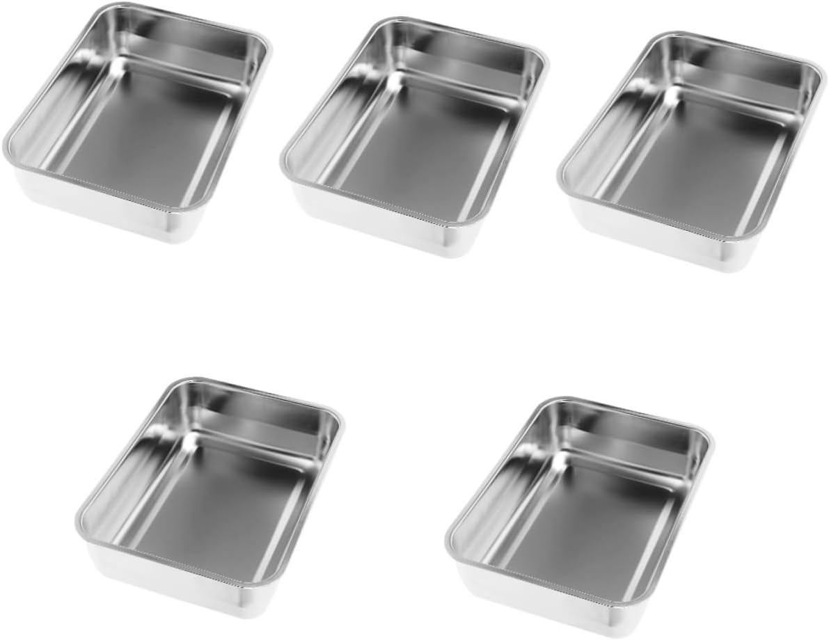 5pcs Stainless Steel Roasting Pan Rack Hotel Pan Wire Rack Grill Prep Trays