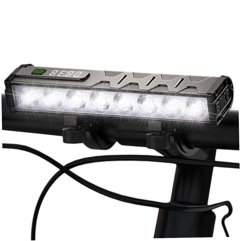 Luz de bicicleta de 3500 lúmenes, 8 LED USB recargable con pantalla digital, 4 modos de luz impermeable para montar en bicicleta de noche, ciclismo de montaña.