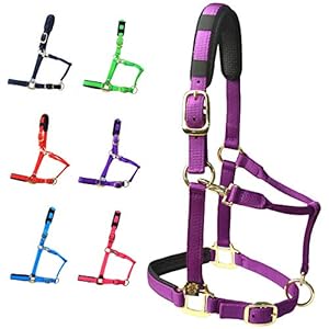 T TEKE Adjustable Horse Halters by Heavy Duty Soft Nylon, Padded with Anti-rubbing Waffle Neoprene on Both Crown & Nose