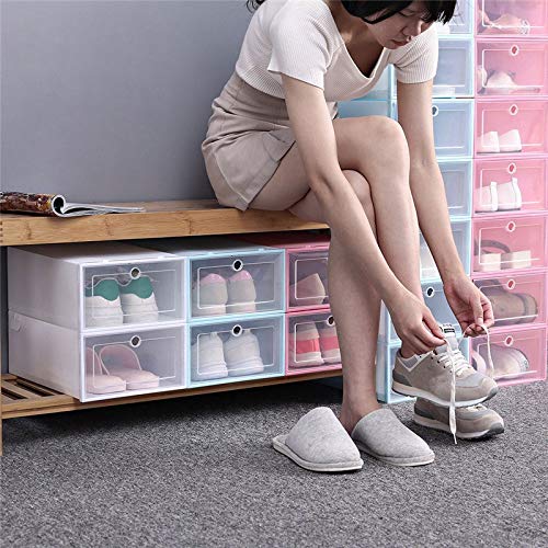 Boîte à chaussures transparente pliable pour optimiser les petits placards par l'empilage