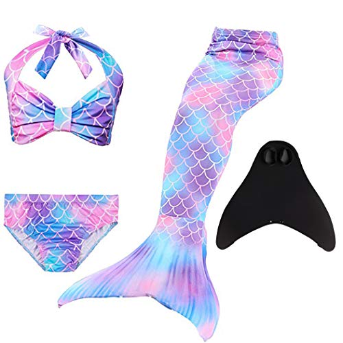 DNFUN Conjunto Bikini Cola Sirena niñas Aleta Negra