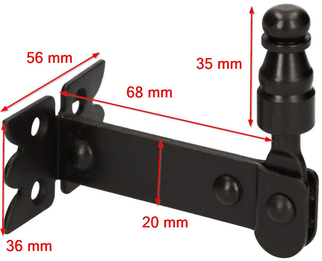 KOTARBAU® Retenedor para contraventanas, Negro 68 mm, Retenedor Decorativo, Tope para contraventanas, Herrajes para contraventanas, Anclaje de Seguridad, Soporte para Sujetar contraventanas, Gancho