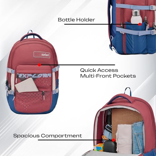 Image of Safari 43L Expandable Laptop Bag with Armor Base, Raincover, 3 Compartments, Compression Straps, Large Size Travel Bag, Ideal For 3-4 Days Staycations, Hiking, Office Bag