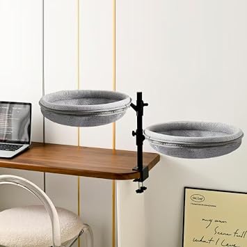 Cat Desk Bed 2 Story - 360Rotating & Height Adjustable Desks Hammock Beds for Multi Cats Indoor, Furniture for Office Table and Game Tables
