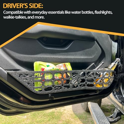 Image of Front Door Metal Pocket Molle Panels Compatible with 2018-2025 Wrangler JL 2 /4 Door & 2020-2025 Gladiator JT | Textured Black | Steel Storage Box Replaces The Weak Saggy Net