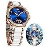 OLEVS Watch Women Automatic Watches Self Winding Watches for Women Analog Rose Gold Blue Waterproof