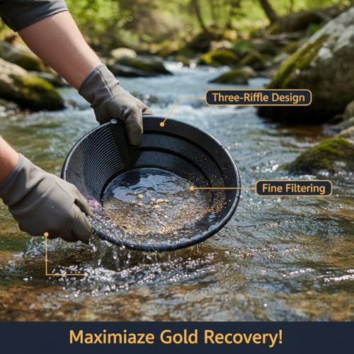 Kit de barrido de oro de 14 pulgadas con batea de plástico para prospección fluvial 4