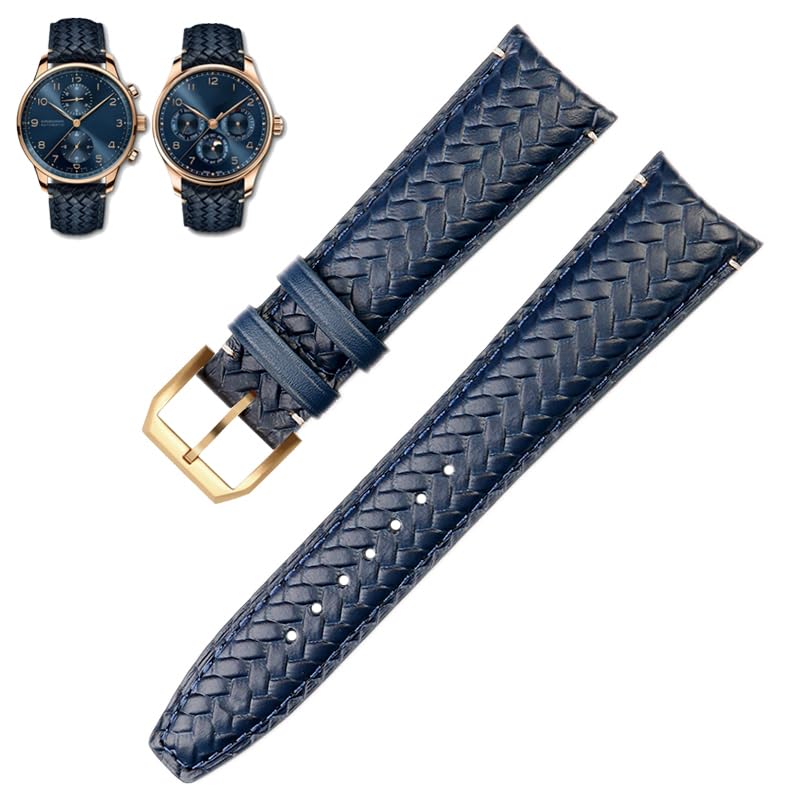 Bracelet montre cuir véritable bleu 20mm IWC IW500713 chic