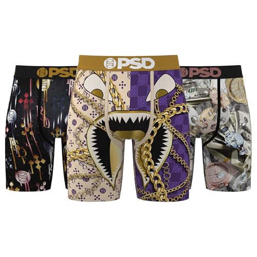 PSD Underwear Men's Gold Rush Boxer Brief 3 Pack, Multi, M