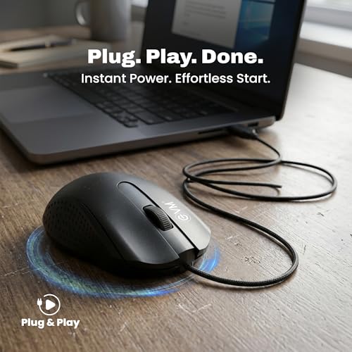 Image of EVM Wired Office Mouse USB | 1000 DPI Optical Mouse | Ergonomic Anti-Slip Computer Mouse for Laptop PC | Smooth Tracking | Plug & Play | 1 Year Warranty (M081)
